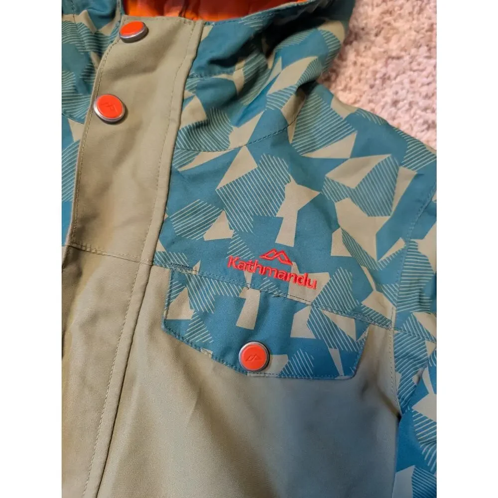 Kathmandu Boys ngx2 Waterproof Hooded Ski Jacket Green Orange Coat Size 8YRS